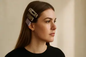 Fermagli geometrici in resina: dettagli moderni per chi ama un look originale ma sobrio