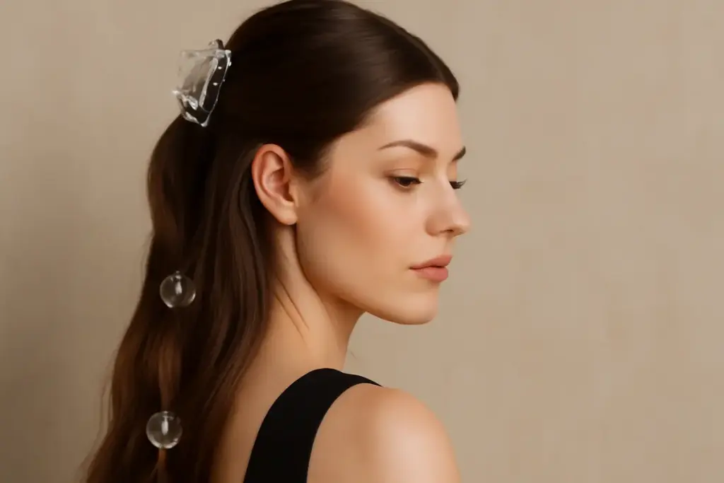 Come sfruttare gli accessori trasparenti sui capelli lunghi? Il trucco raffinato per non appesantire il risultato