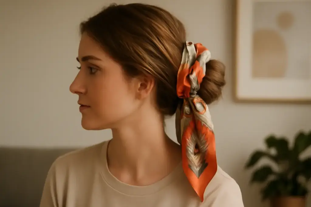 Usare foulard su capelli raccolti: un metodo veloce per dare nuova vita anche alle acconciature semplici
